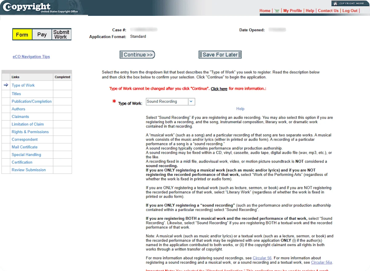 eCO Sound Recording (SR) Standard Application